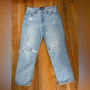 Aeropostale Light Wash Distressed Mom Jeans